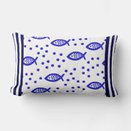 Meeresthema Nautische Elemente Fische Streifen Bla Lendenkissen