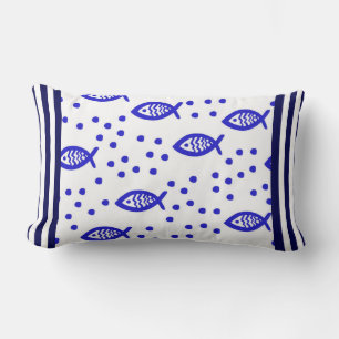 Meeresthema Nautische Elemente Fische Streifen Bla Lendenkissen