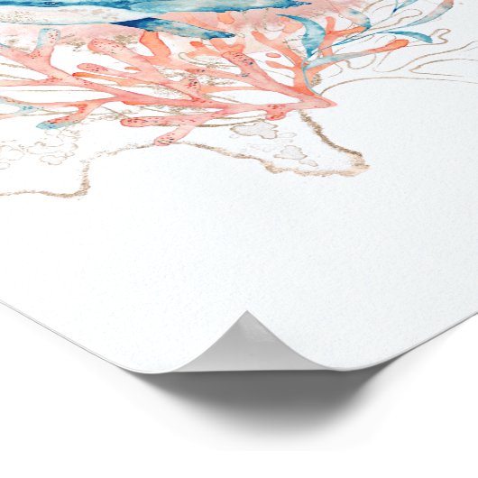 Meeresthema Pink & Blue Wasserfarbe Whale Meer Poster (Ecke)