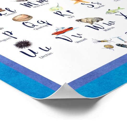 Meerestiere Alphabet für Kinder Poster (Ecke)