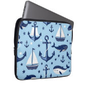 Meerestiere Anker Segelboote Muster Laptopschutzhülle (Vorne Rechts)