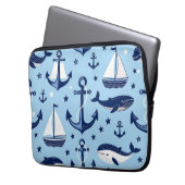 Meerestiere Anker Segelboote Muster Laptopschutzhülle (Vorderseite Links)