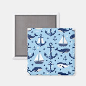 Meerestiere Anker Segelboote Muster Magnet (Vorderseite/Rückseite)