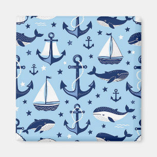 Meerestiere Anker Segelboote Muster Magnet