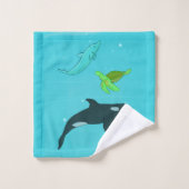 Meerestiere Badhandtuch Set (Waschlappen)