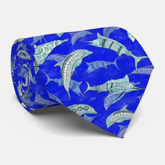 Meerestiere Delphine Marlins Krawatte (Gerollt)
