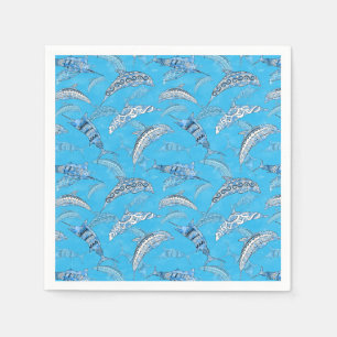 Meerestiere Delphine Marlins Serviette