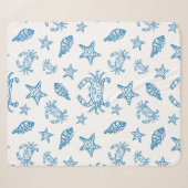 Meerestiere-Doodle-Muster Sherpadecke (Vorderseite (Horizontal))