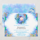 Meerestiere Einladung 1. Geburtstag (Vorne/Hinten)