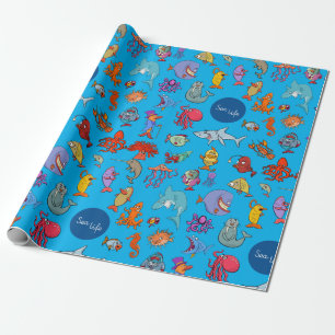 Meerestiere farbenfrohe Meerescharaktere Geschenkpapier