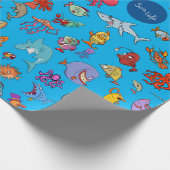 Meerestiere farbenfrohe Meerescharaktere Geschenkpapier (Ecke)