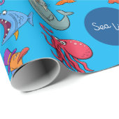 Meerestiere farbenfrohe Meerescharaktere Geschenkpapier (Rolleneckpunkt)