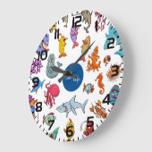 Meerestiere farbenfrohe Meerescharaktere Große Wanduhr (Winkel)