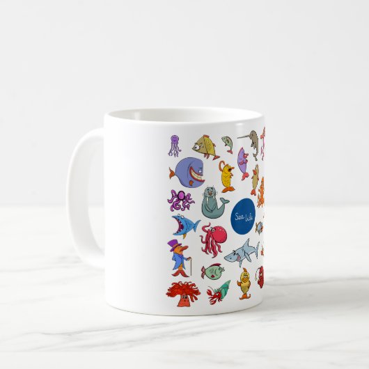 Meerestiere farbenfrohe Meerescharaktere Kaffeetasse (Vorderseite Links)
