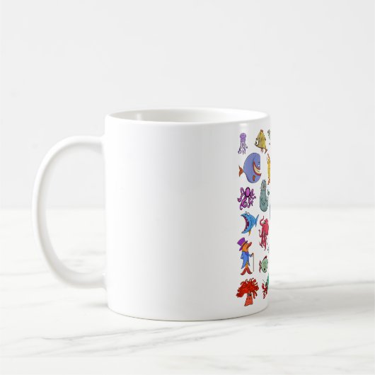 Meerestiere farbenfrohe Meerescharaktere Kaffeetasse (Links)