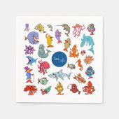 Meerestiere farbenfrohe Meerescharaktere Serviette (Vorderseite)