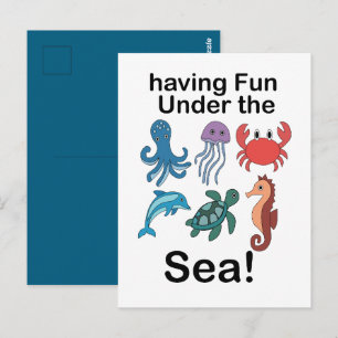 Meerestiere haben Spaß unter dem Meer Geburtstag Postkarte