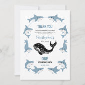 Meerestiere Hai 1. Geburtstag | Unter dem Meer Dankeskarte (Vorderseite)