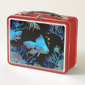 Meerestiere im Spiel zwischen Korallen und Meeresa Metall Brotdose (Vorderseite)