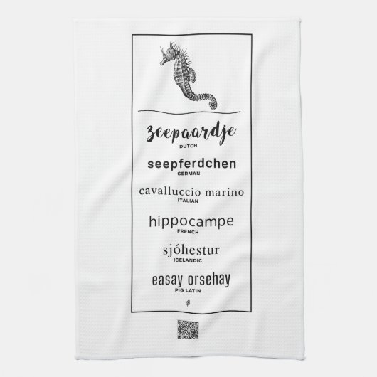 Meerestiere in verschiedenen Sprachen Geschirrtuch (Vertikal)