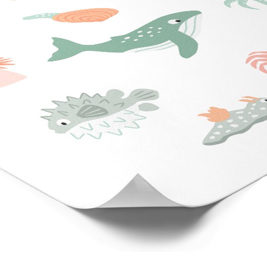 Meerestiere Kinderzimmer Poster (Ecke)