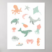 Meerestiere Kinderzimmer Poster (Vorne)