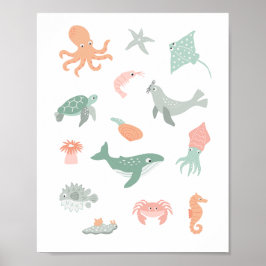 Meerestiere Kinderzimmer Poster