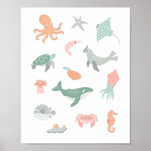 Meerestiere Kinderzimmer Poster (Vorne)