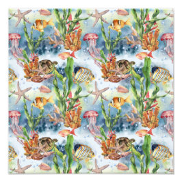 Meerestiere Korallenriff Fische Quallen Seetang Fotodruck