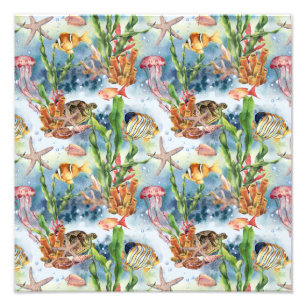 Meerestiere Korallenriff Fische Quallen Seetang Fotodruck