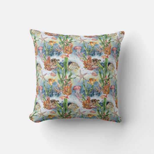 Meerestiere Korallenriff Fische Quallen Seetang Kissen (Vorderseite)