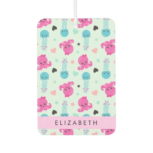 Meerestiere, Kraken, Quallen, Herz, Ihr Name Autolufterfrischer (Vorderseite)