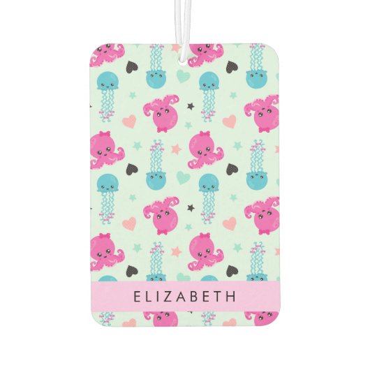 Meerestiere, Kraken, Quallen, Herz, Ihr Name Autolufterfrischer (Rückseite)