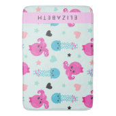 Meerestiere, Kraken, Quallen, Herz, Ihr Name Badematte (Vorderseite Vertikal)