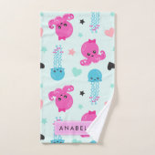 Meerestiere, Kraken, Quallen, Herz, Ihr Name Badhandtuch Set (Handtuch)