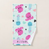 Meerestiere, Kraken, Quallen, Herz, Ihr Name Badhandtuch Set (Handtuch)