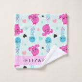 Meerestiere, Kraken, Quallen, Herz, Ihr Name Badhandtuch Set (Waschlappen)