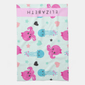 Meerestiere, Kraken, Quallen, Herz, Ihr Name Geschirrtuch (Vertikal)