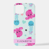 Meerestiere, Kraken, Quallen, Herz, Ihr Name iPhone Hülle (Rückseite)