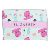 Meerestiere, Kraken, Quallen, Herz, Ihr Name Kissenbezug (Vorderseite)