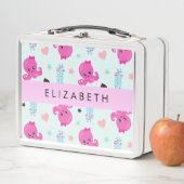 Meerestiere, Kraken, Quallen, Herz, Ihr Name Metall Brotdose (Beispiel)