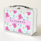 Meerestiere, Kraken, Quallen, Herz, Ihr Name Metall Brotdose (Vorderseite)