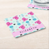 Meerestiere, Kraken, Quallen, Herz, Ihr Name Rechteckiger Pappuntersetzer (angewinkelt)