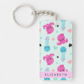 Meerestiere, Kraken, Quallen, Herz, Ihr Name Schlüsselanhänger (Vorderseite)