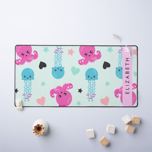 Meerestiere, Kraken, Quallen, Herz, Ihr Name Schreibtischunterlage (Kindertisch)