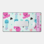 Meerestiere, Kraken, Quallen, Herz, Ihr Name Schreibtischunterlage (Tastatur & Maus)