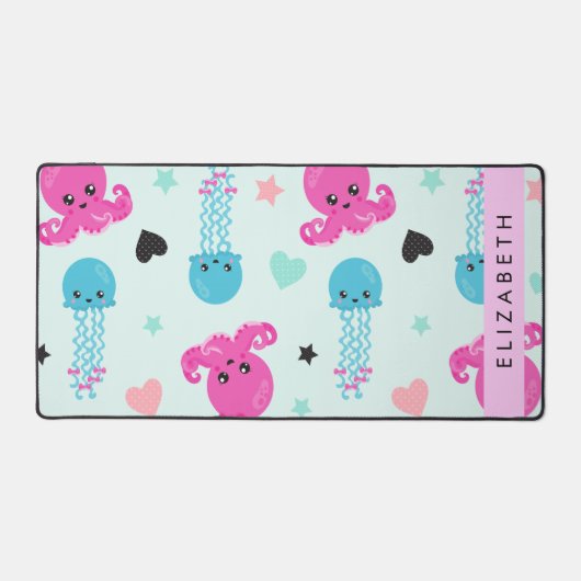 Meerestiere, Kraken, Quallen, Herz, Ihr Name Schreibtischunterlage (Vorderseite)