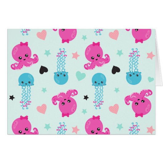 Meerestiere, Meeresleben, Oktopus, Quallen, Herzen (Vorderseite (Horizontal))