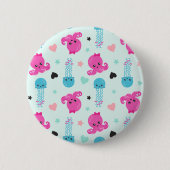 Meerestiere, Meeresleben, Oktopus, Quallen, Herzen Button (Vorderseite)