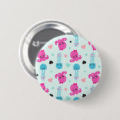 Meerestiere, Meeresleben, Oktopus, Quallen, Herzen Button (Vorne & Hinten)